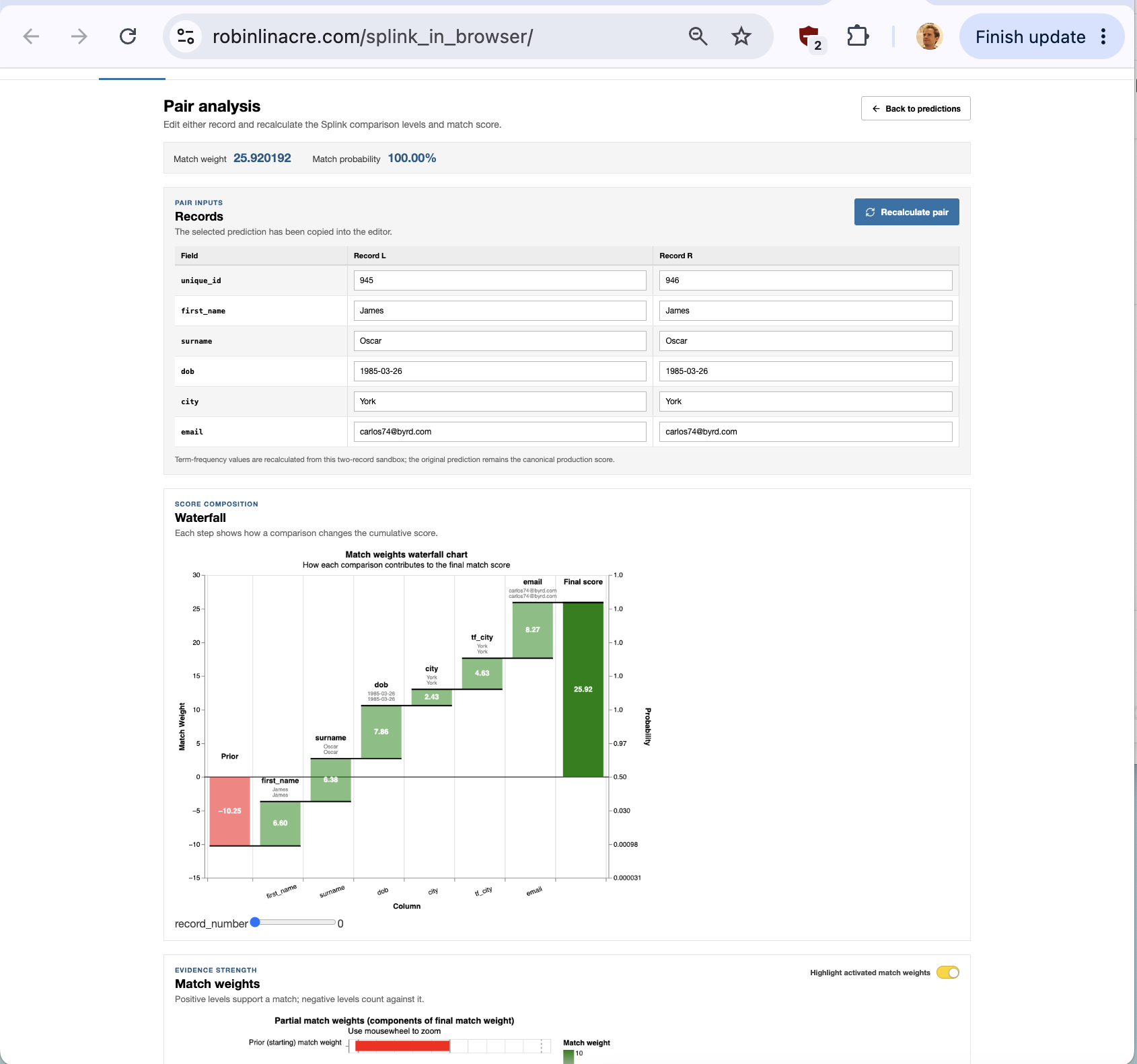 Splink running in a web browser