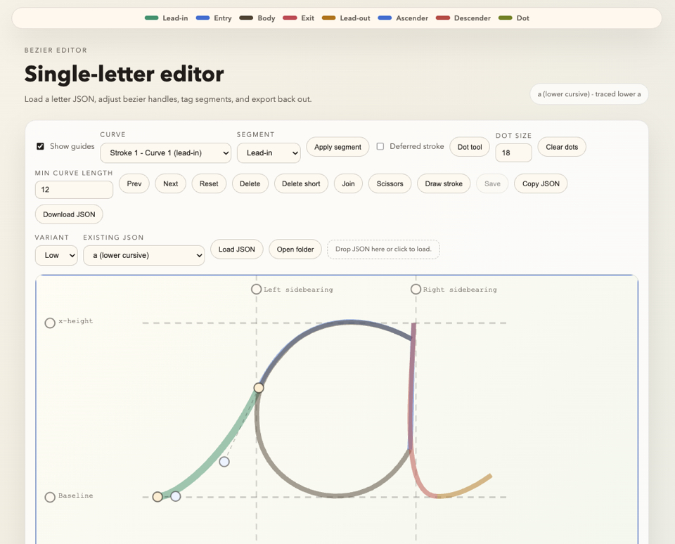 Screenshot of the letter editor interface